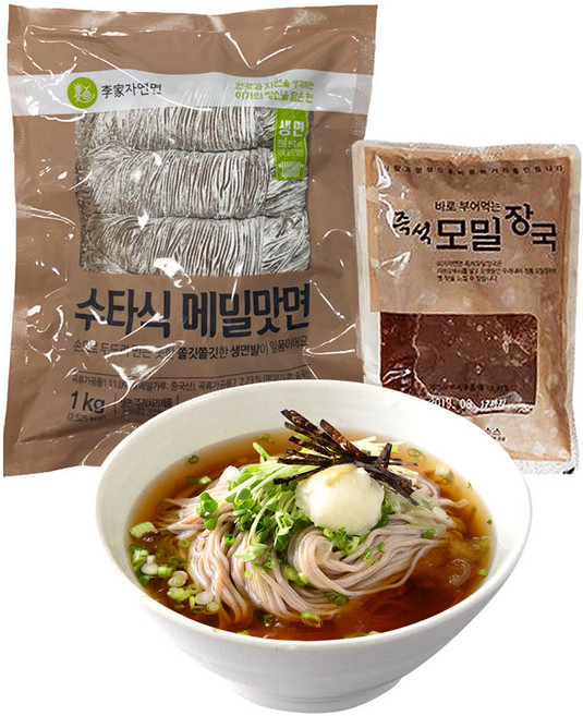 수타식 메밀면 + 즉석모밀장국 소바 10인분 세트, 10개, 500g