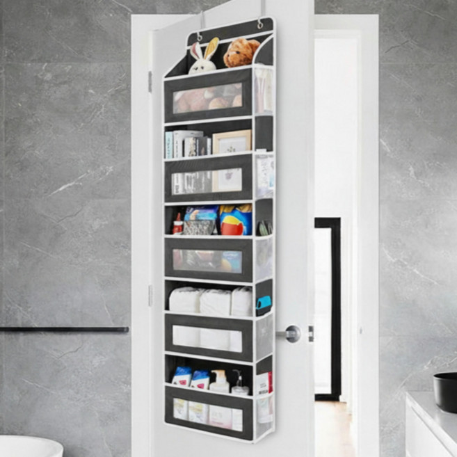 필인어스 문뒤 틈새 문걸이 수납함, 1개, 다크그레이