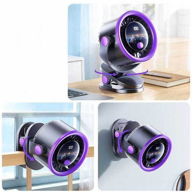 휴대용 미니선풍기 선풍기 충전식 무선 손선풍기 탁상형 거치가능 써큘레이터, 기본, 퍼플 5000mAh