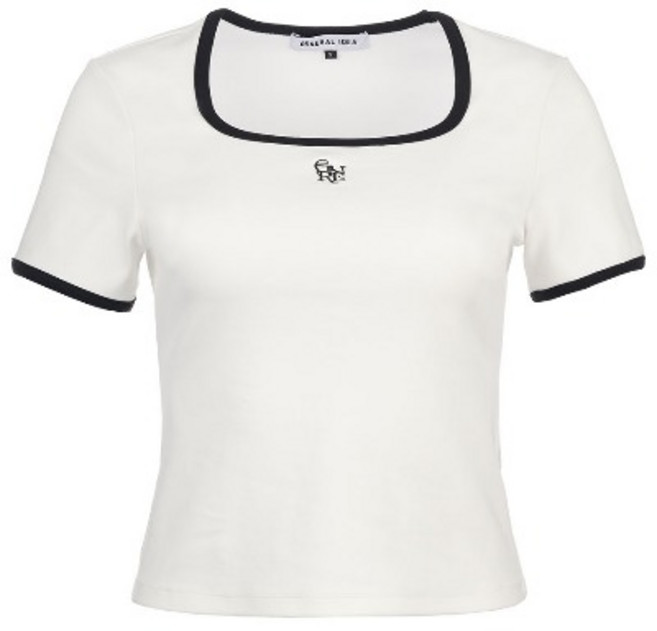 韓國 GENERAL IDEA 方領拼色短袖上衣 時尚設計 舒適透氣 展現女性魅力