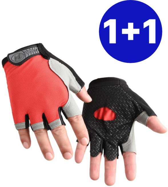 라세르 남자 여름장갑 메쉬 운전 등산 햇빛차단 반장갑, 레드+레드, 1개