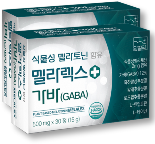 식물성 멜라토닌 2mg 식약청인증 HACCP 가바 테아닌 멜라렉스, 2개, 30정
