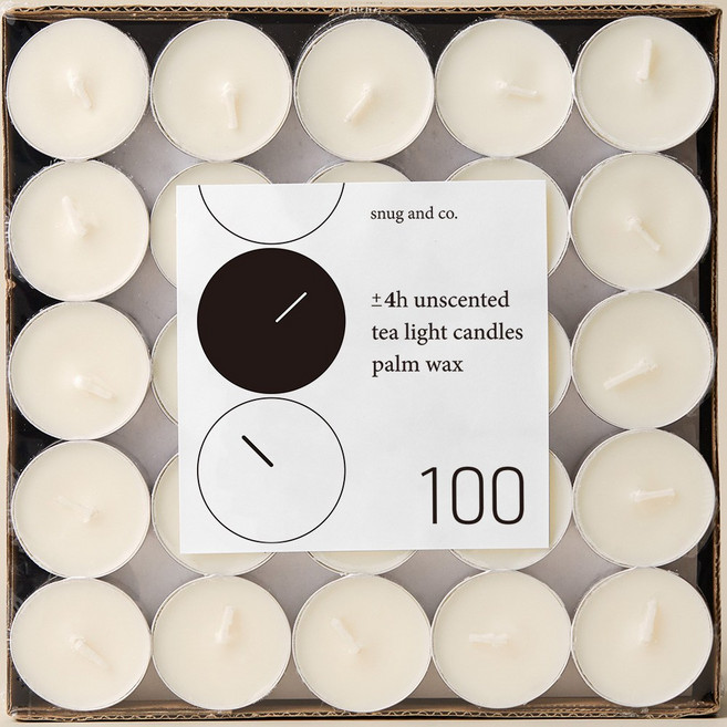 스너그앤코 식물성 천연 팜왁스 티라이트 캔들 무향 미니 양초, 무향(인기), 14g, 100개입