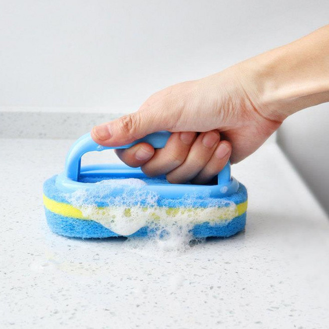 청소용 핸들브러쉬_색상랜덤 수세미 청소브러시 욕실주방청소, 1개