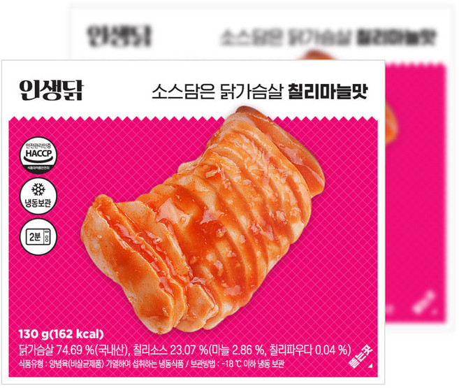 인생닭 소스담은 닭가슴살 슬라이스 칠리마늘맛, 30개, 130g