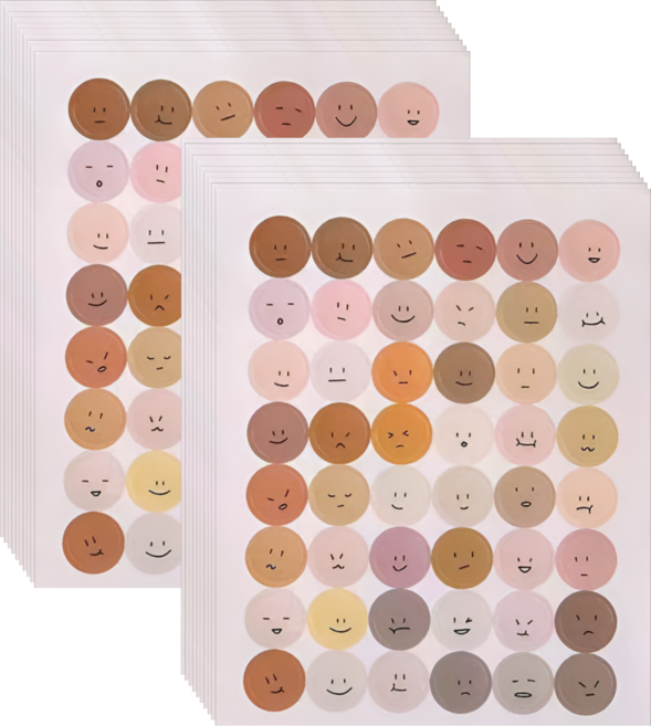 모란디 컬러 스마일 스티커, 2세트, 01. 브라운(S2413)