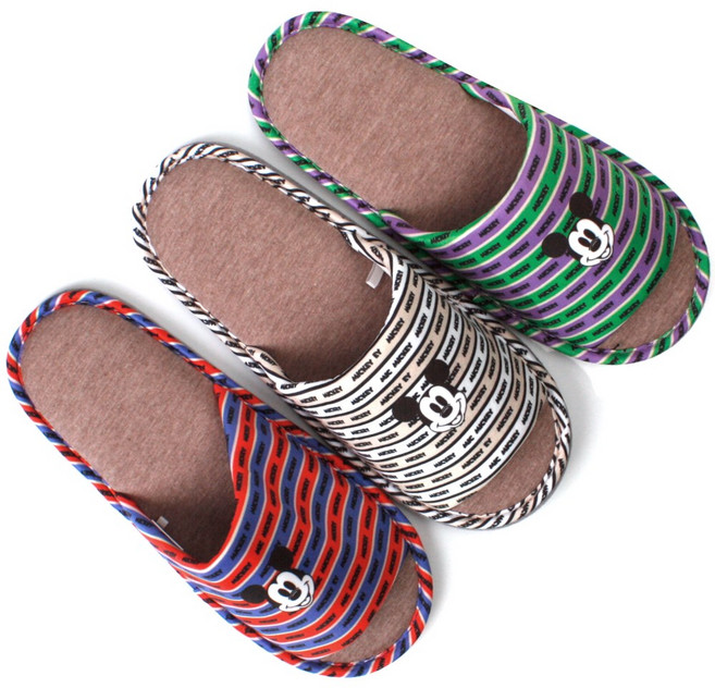 미키마우스 페이스 거실화 실내화, 그린, 1개