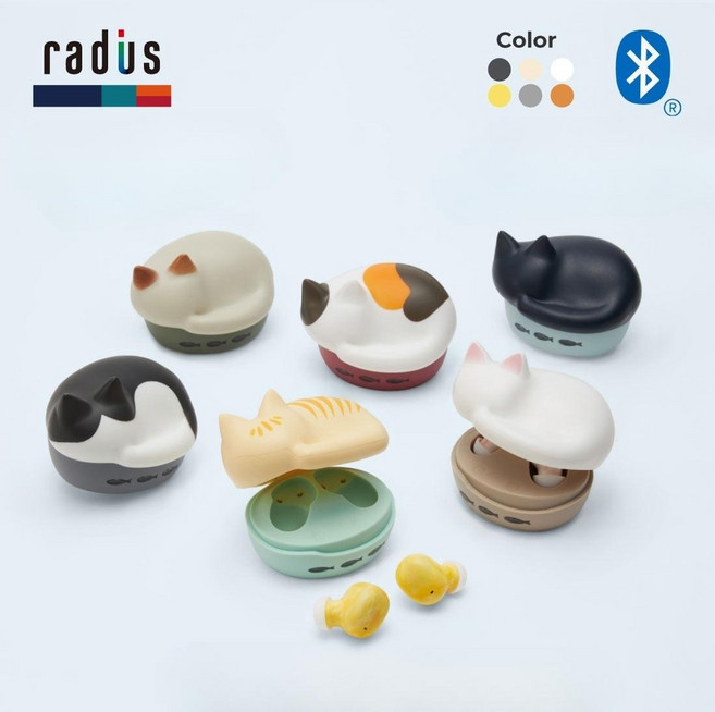 라디우스 HP-C28BT NEKO 무선 이어폰 radius Bluetooth 고양이 6COLOR, 상세페이지참조, 크로