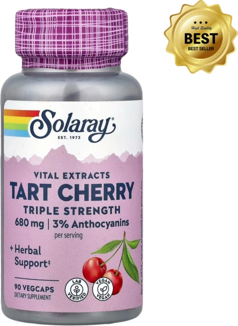 솔라레이 바이탈 익스트렉츠 트리플 스트랭스 타트체리 680mg 베지 캡슐 90정 안토시아닌 함유 / 해외직구 미국정품, 1개 - 쿠팡