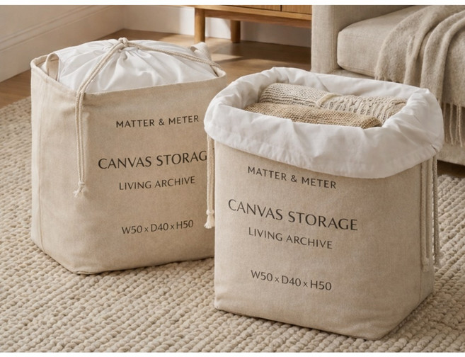 매터앤미터 이불 정리함 특대형 패브릭 리빙박스 옷 정리 수납함 세트, 2개, 오트밀