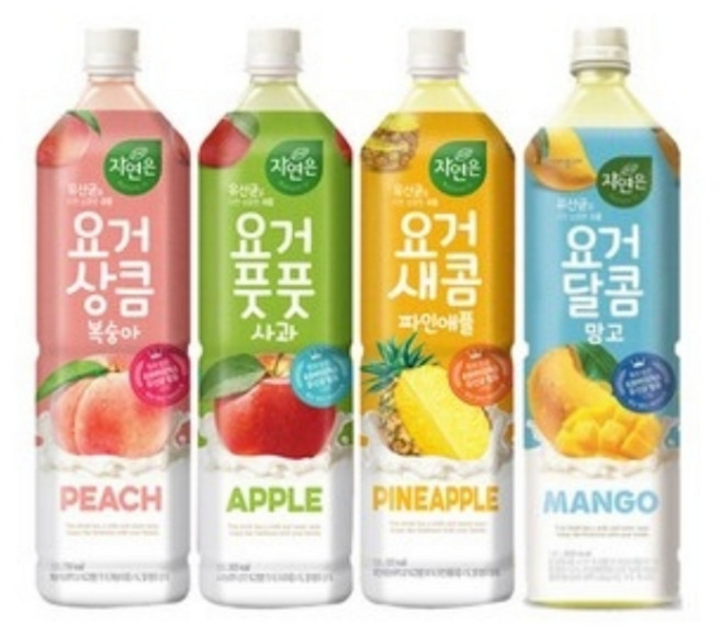 웅진 요거 풋풋 사과+상큼 복숭아+새콤 파인애플+달콤 망고 각 3개씩, 12개, 1.5L