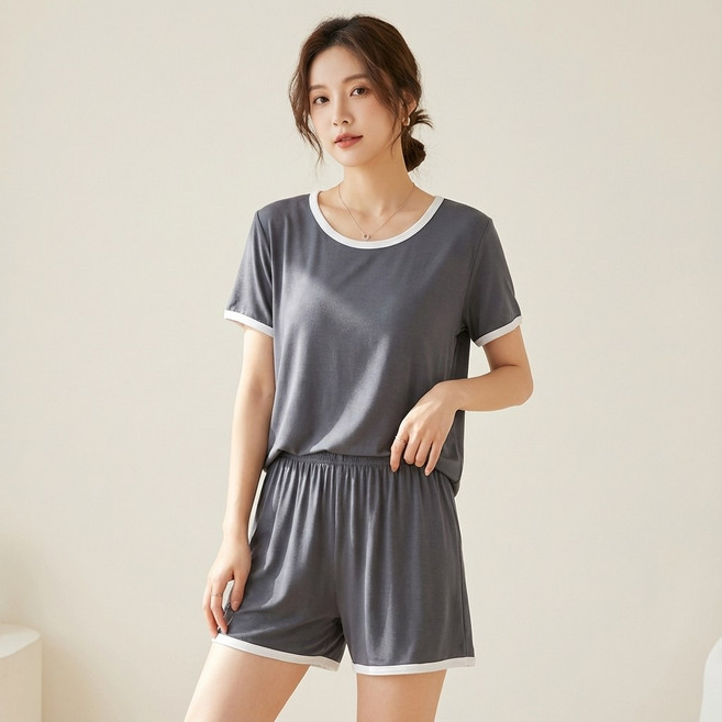 모달 여성 잠옷세트 반팔 반바지 여름 홈웨어 수면 파자마