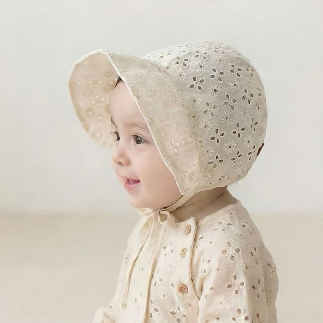 블랙체리 아동용 손면 꽃 보넷