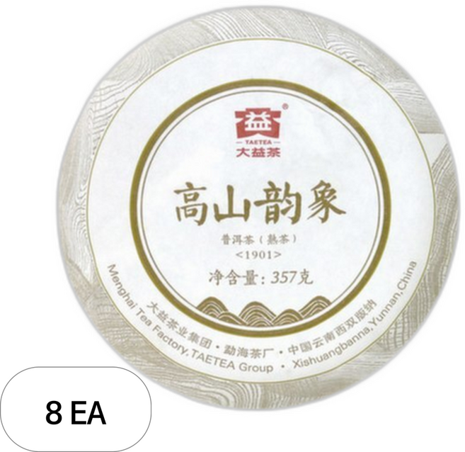 대익차 보이차 고산운상 숙차, 357g, 1개입, 8개