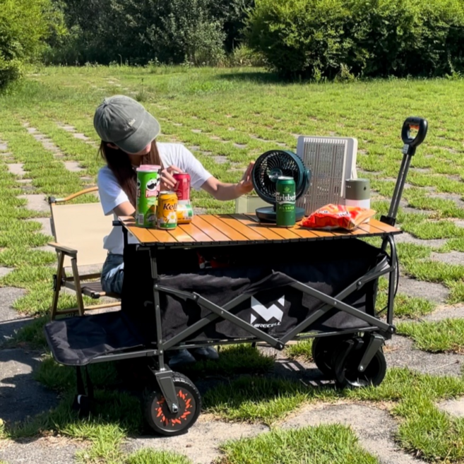 주니스 전동 캠핑 웨건 전동카트 삼성 7000mAh 배터리 업그레이드 100W, 1개, 전동웨건(프리미엄형)+그물망