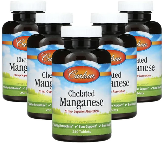 칼슨 킬레이트 망간 20mg 250정, 5개 - 쿠팡