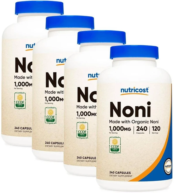 뉴트리코스트 노니 1000mg 캡슐 Nutricost Noni, 240정, 4개 - 쿠팡