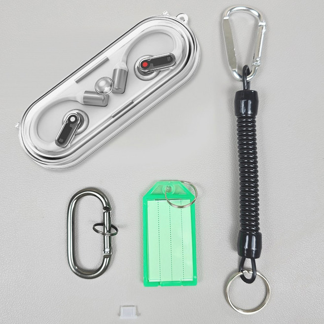 호환 낫싱 이어 오픈 투명 케이스 카라비너 코일스트랩 네임태그 USB-C포트마개 5종 세트, 낫싱 이어 오픈 투명커버 5종세트