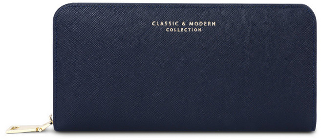 이케이 고급 가죽 여성 지퍼 장지갑 손목끈