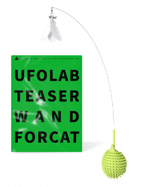 펫카인드 고양이 깃털 낚시대 부착형 그루밍 브러쉬 셀프그루밍, 1개, 그린