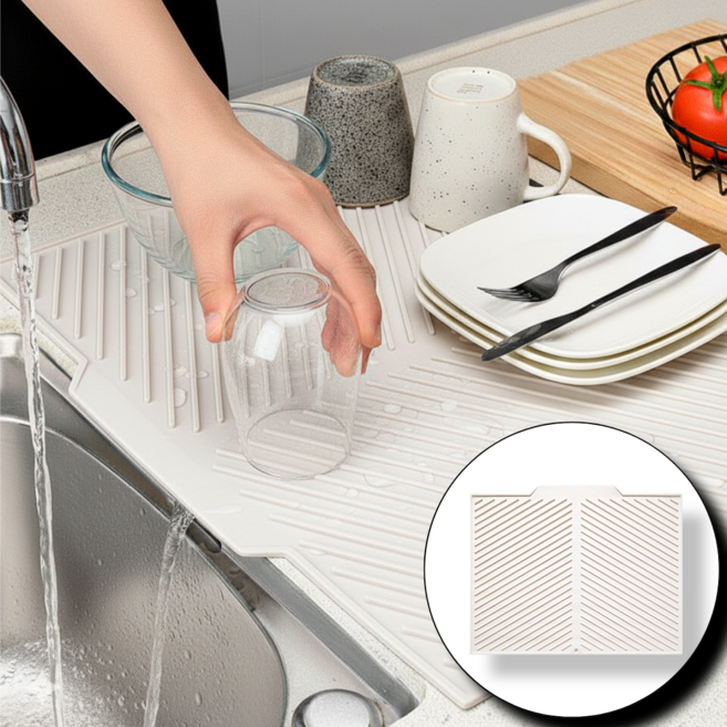 킹얀 실리콘 식기건조매트 물빠짐 주방 드라잉 매트, 1개, 화이트