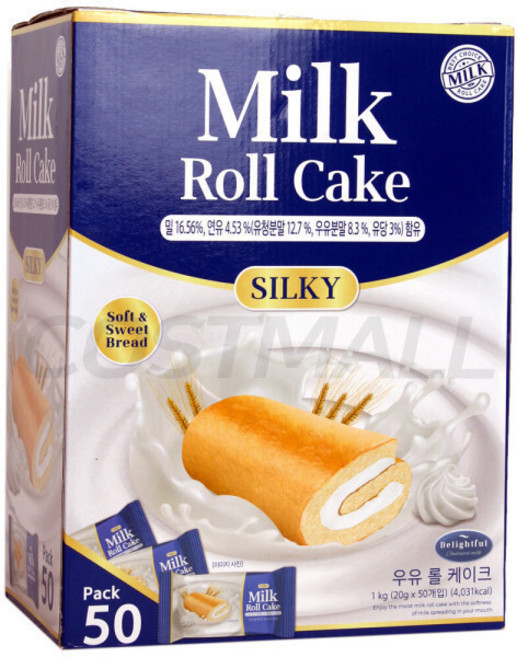 밀크롤 케이크 1kg (20g x 50개) 부드럽고 촉촉한 케이크 코스트코, 1개