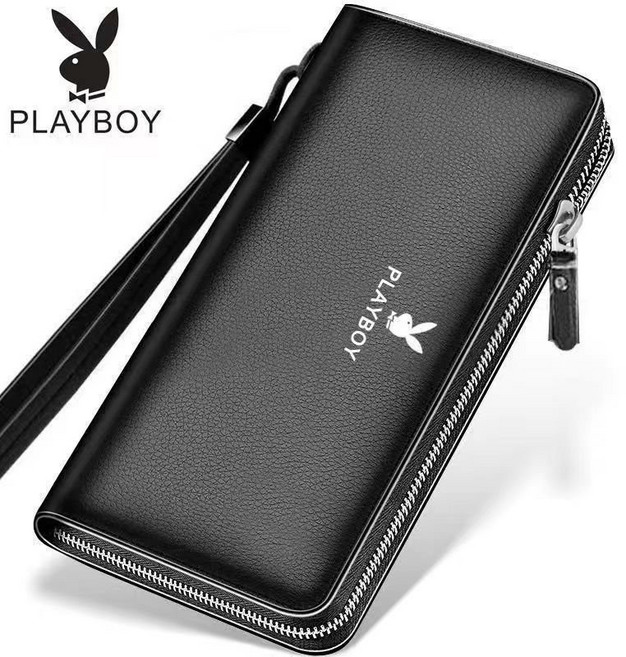 PLAYBOY 男士長夾 證件包 手拿包 大容量多卡位拉鏈皮夾