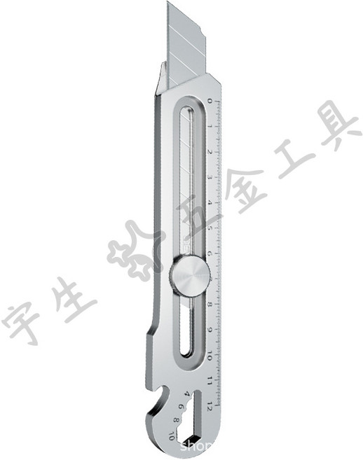前田 不鏽鋼多功能美工刀 18mm重型全鋼加厚 壁紙刀 開箱刀 裁紙刀 附六角扳手 啟釘器 銀色, 1個