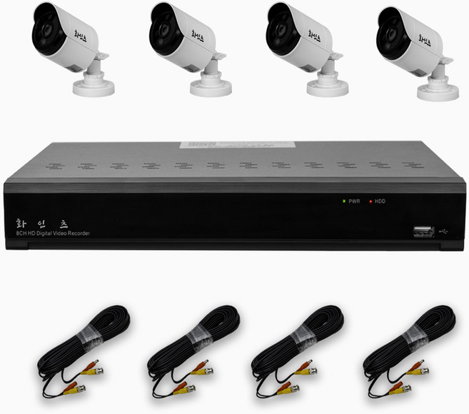 화인츠 500만화소 CCTV 자가설치 4채널 실내 실외 무인 감시카메라 방범용 매장용 농막 케이블20m 2TB HDD포함 XRT4104, 실외4, 1개