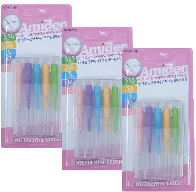 리뉴얼 아미덴 치간칫솔 5종 혼합사이즈, 3세트, 혼합