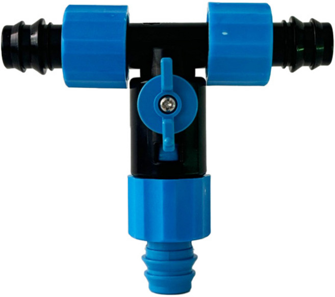 바우팜앤가든 호스T밸브 16mm 수도호스 T자 연결구 정원 물호스 비닐하우스 텃밭 주말농장 세차 원예 관수자재 호스연결 부드러운 밸브, 1개