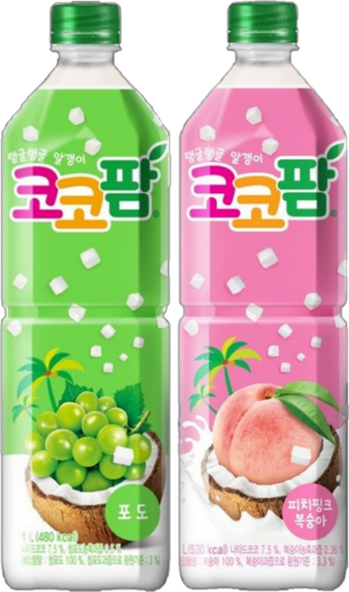 코코팜 피치 핑크 복숭아 + 포도, 1세트, 1L