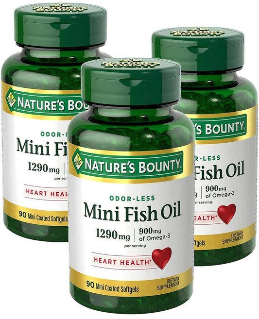 네이처스 바운티 피쉬오일 1290mg 오메가3 미니 소프트젤 무취 Nature's Bounty Fish Oil Omega-3 mini, 90정, 3개 - 쿠팡