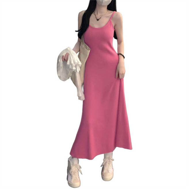SOSISI 여성 롱원피스 봄여름 A라인 끈 나시원피스 H41230