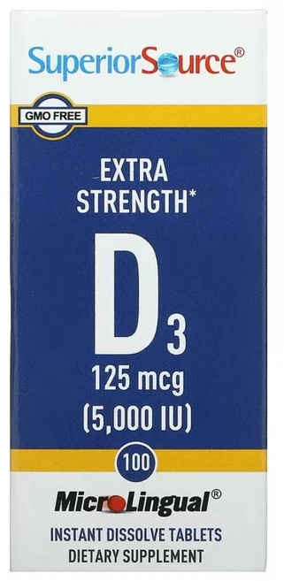 Superior Source 슈페리어소스 비타민D3 5000IU 125mcg 100정, 1개 - 쿠팡