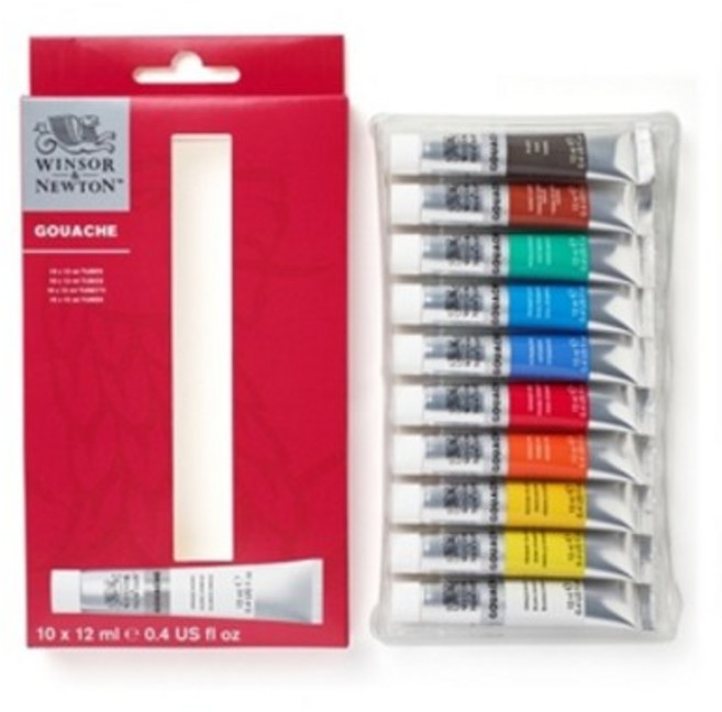 윈저앤뉴튼 수채화 과슈 물감 12ml 10색 세트