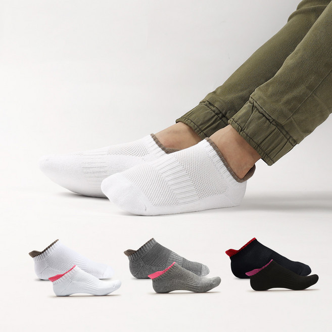 카리클링 두꺼운 더블쿠션 힐커버 매쉬 스니커즈 발목 스포츠양말 1개, 화이트1족