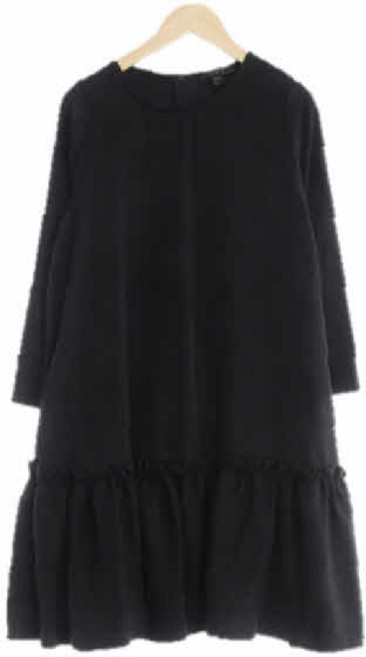 3185 COS블랙 라이오셀 셔링루즈핏7부미니원피스 [160/80a]