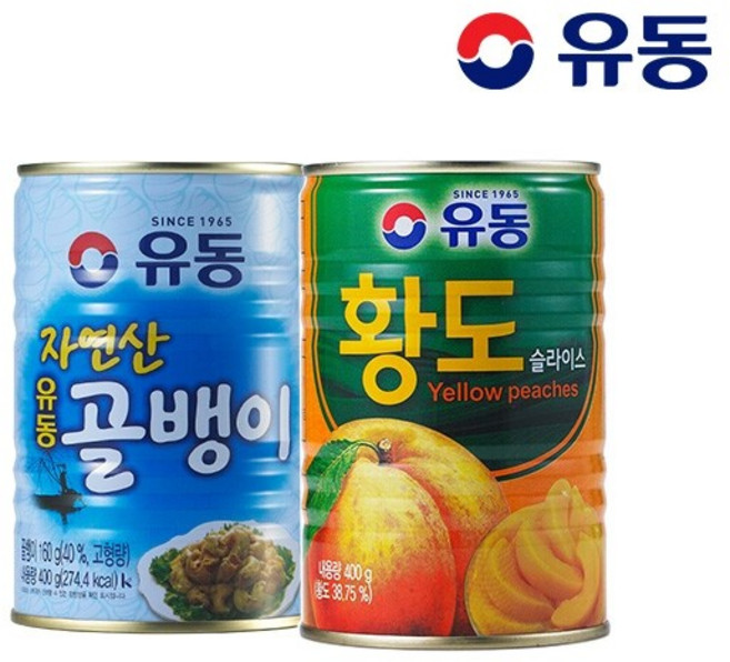 [유동] 자연산골뱅이 400g x1개 +황도슬라이스 400g x1개, 2개