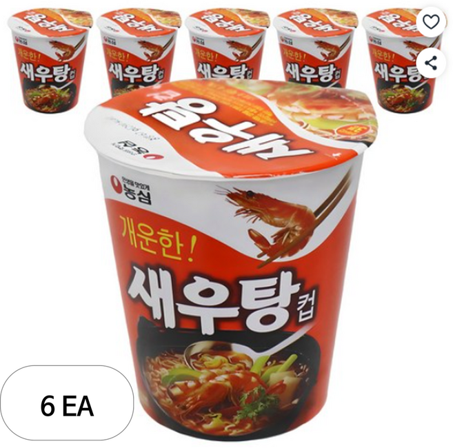 농심 새우탕컵 67g, 6개