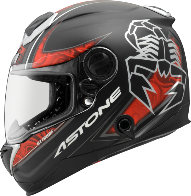 ASTONE GT1000F AC9 蠍子 全罩式安全帽, 平透明碳纖/紅