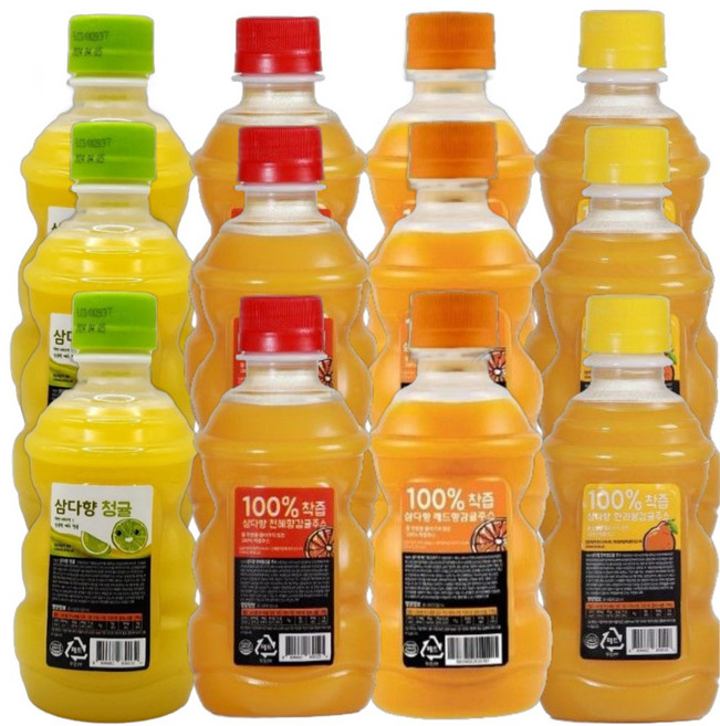 제주 삼다향 100% 착즙 감귤주스 320ml 혼합4입 (한라봉+천혜향+청귤+레드향), 1.28L