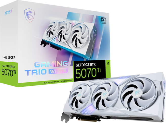 MSI 지포스 RTX 5070 Ti 게이밍 트리오 OC 화이트 D7 16GB 트라이프로져4, 단일옵션, 수량 1개