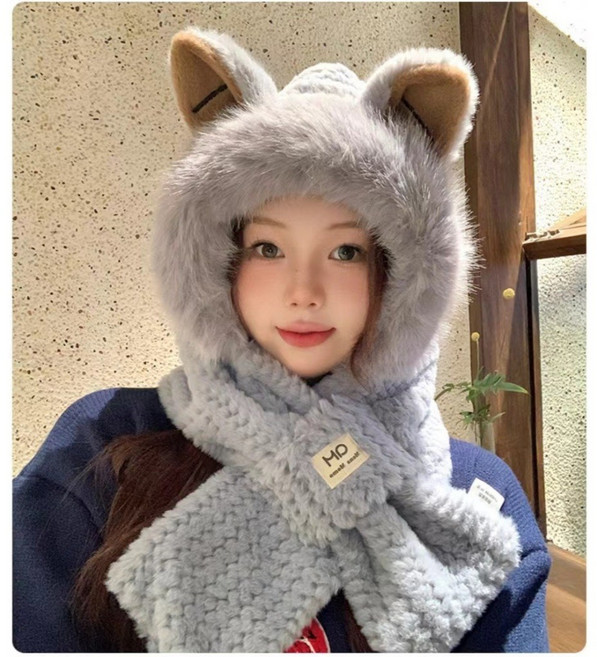 秋冬保暖狐狸耳朵毛絨帽