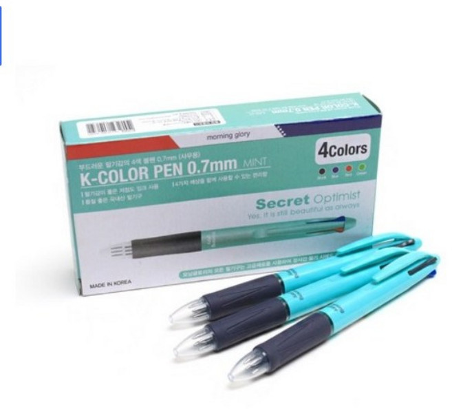 모닝글로리 K칼라 4색볼펜, 민트, 12개