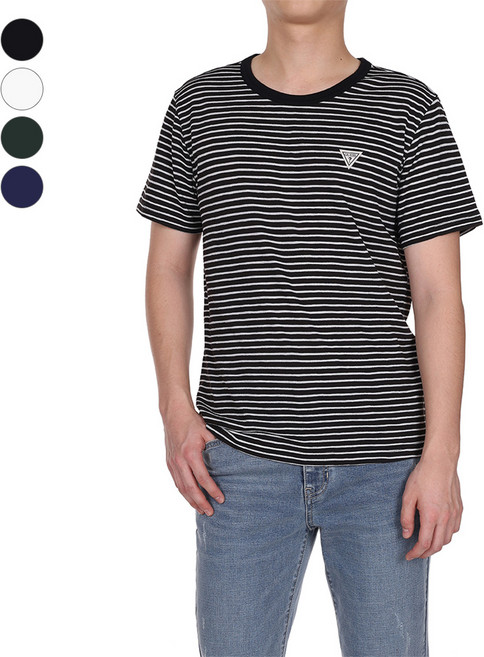 남성 스트라이프 슬럽 크루넥 반팔티 KP2K04C5