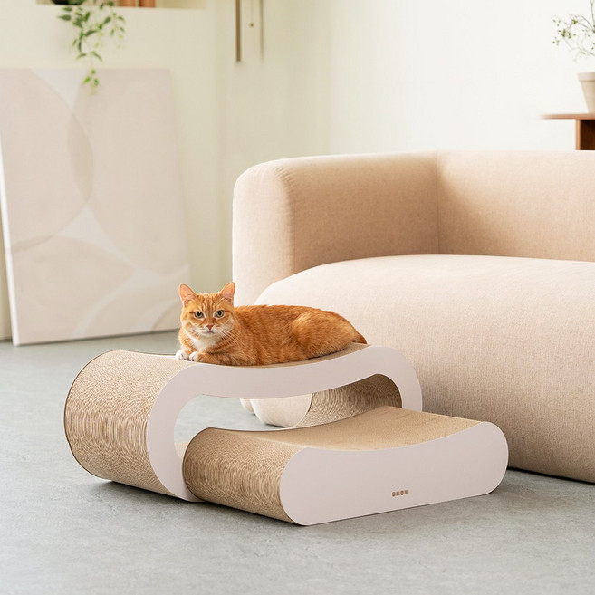 비니비니펫 놀이터-2 2in1 스크래처 고양이 스크래쳐 대형 놀이 스크래쳐, 1개, 아이보리