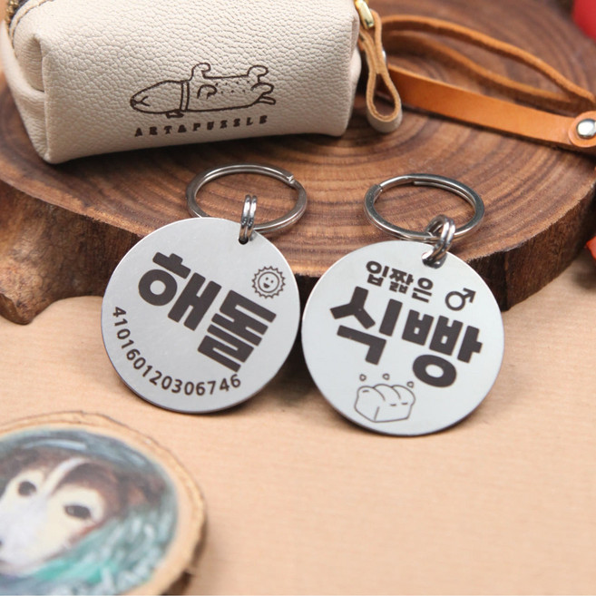 가벼운 강아지 인식표 써지컬 펜던트 레이저 각인 목줄 이름표, B, 1개