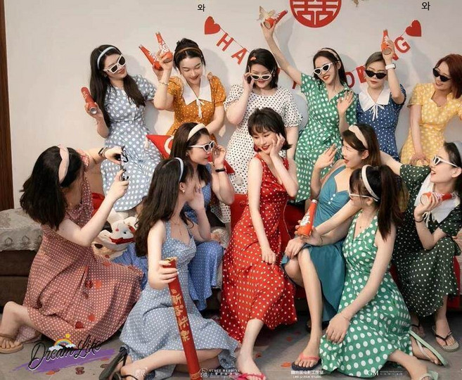 레트로 원피스 복고풍 연극 의상 80년대 스타일 파티 홍콩 감성