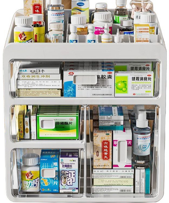 약정리함 투명 약 정리함 보관함 수납함 대형 3단 영양제 대형 약통 다용도 플라스틱 멀티박스, 화이트 특대형 3단, 1개